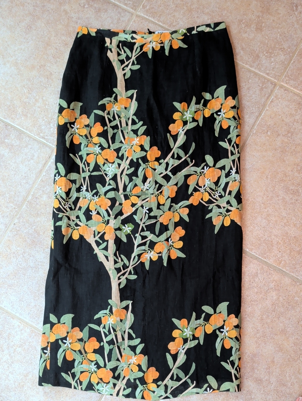 BERNADETTE Norma Kumquat Black Linen Skirt